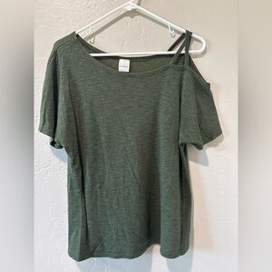 Kaileigh Olive Green One Shoulder Knit Top